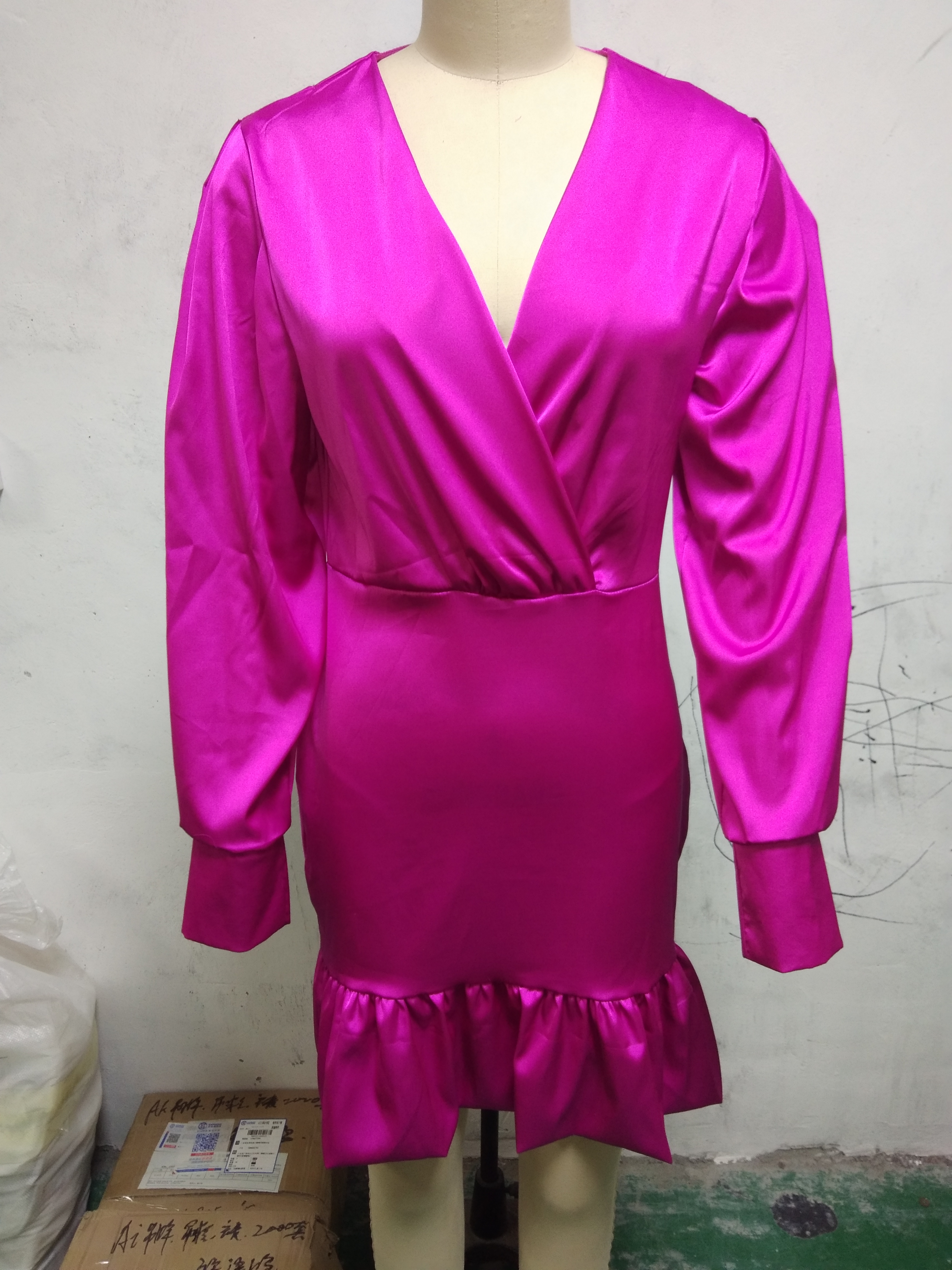 Autumn Party Sexy Deep-V Puff Sleeve Mermaid Mini Dress