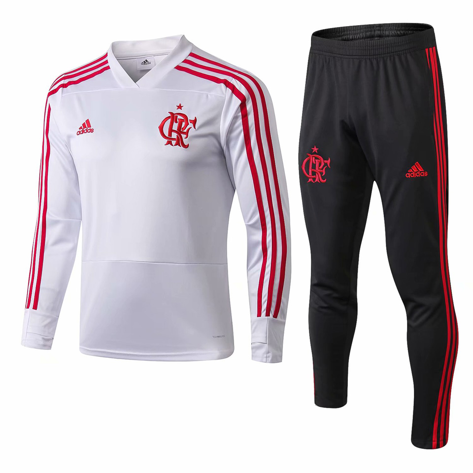 18/19 Flamengo White V Neck Collar Sweater Tracksuit