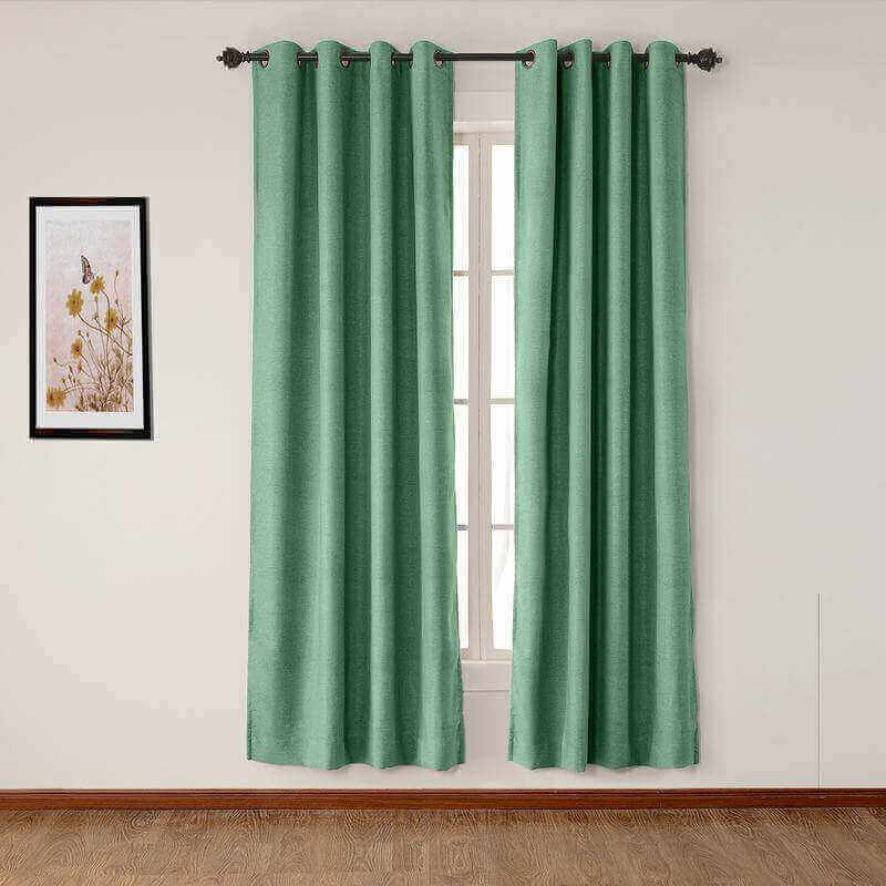 CUSTOM Olive Mint Luxury Textured Faux Linen Curtain