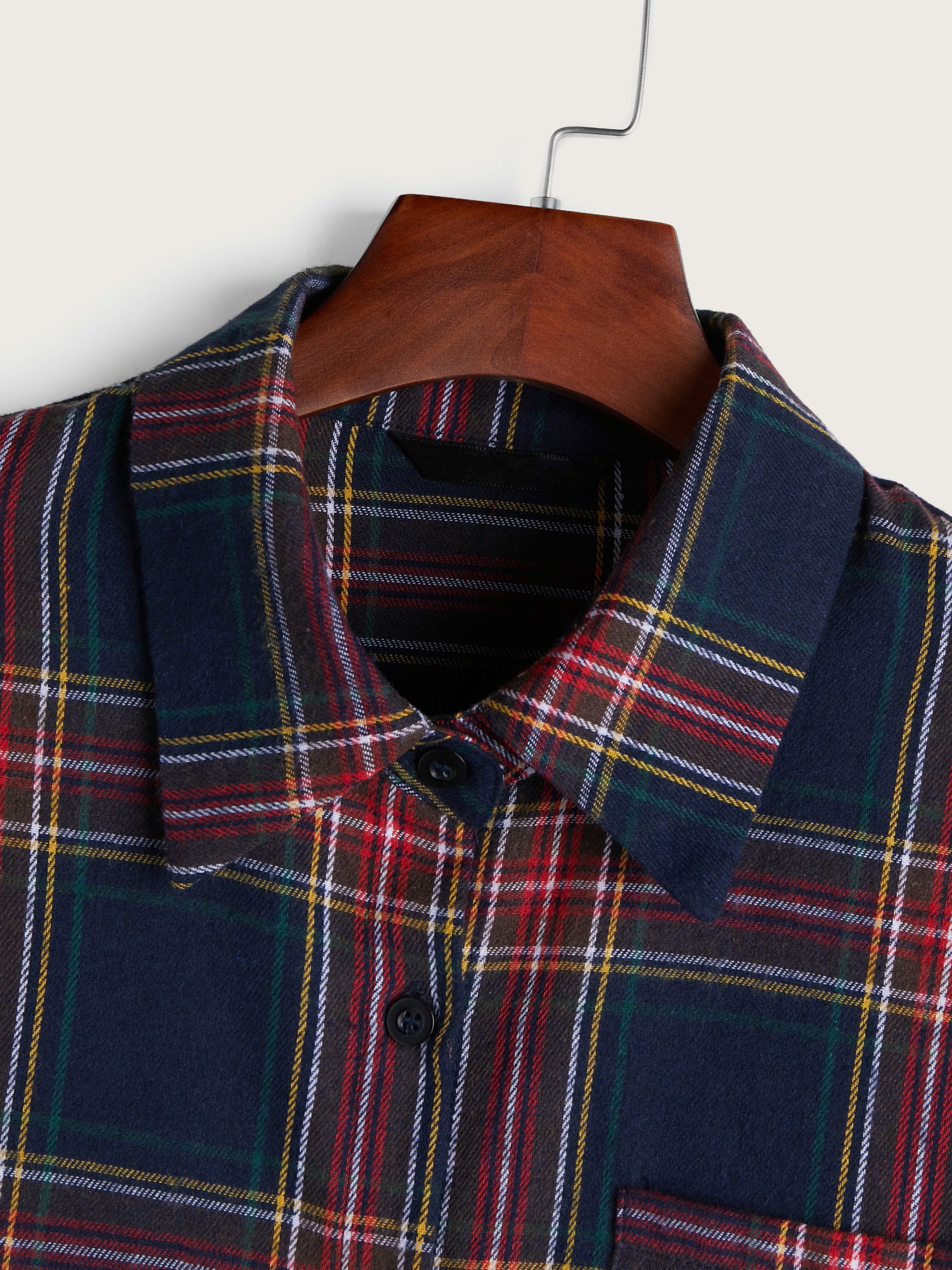 Drop Shoulder Plaid Casual Midi Shirt Dress