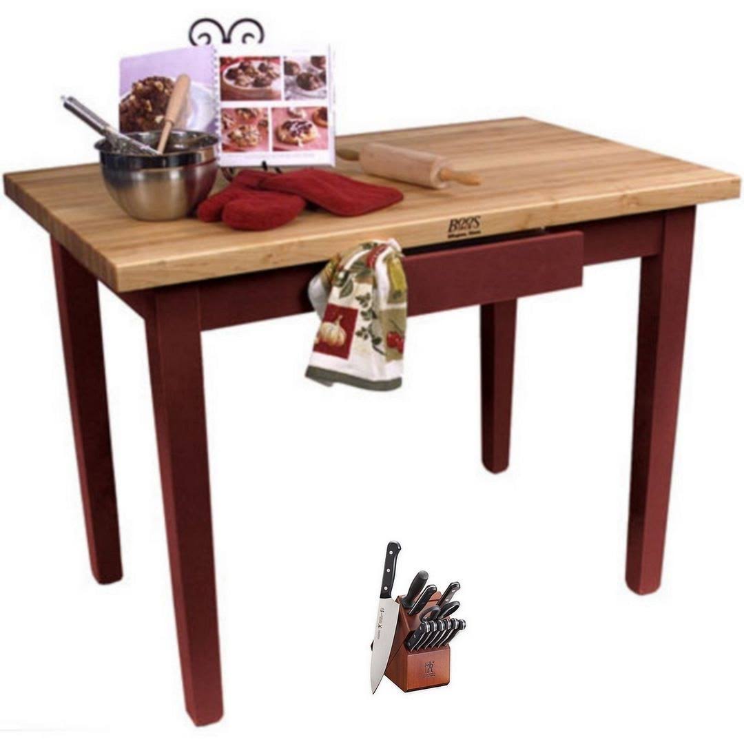 John Boos C3624-BN 36X24X1.75 Classic Country Work Table, Barn Red