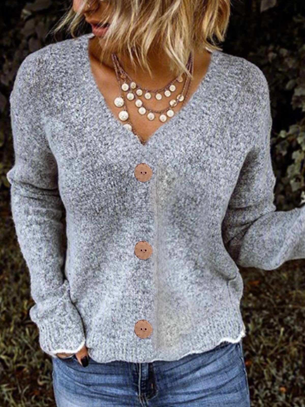 Casual Shift Long Sleeve Plain Sweater