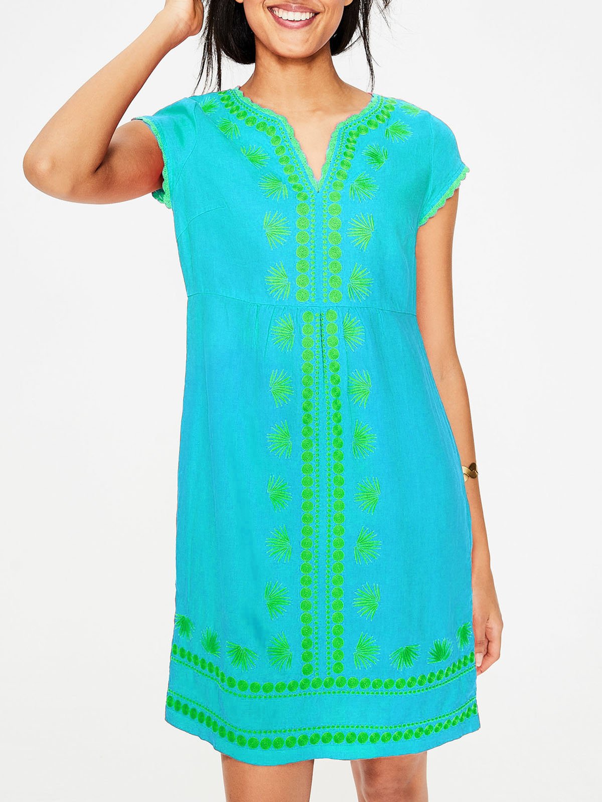 Printed/dyed V Neck Short Sleeve Dresses