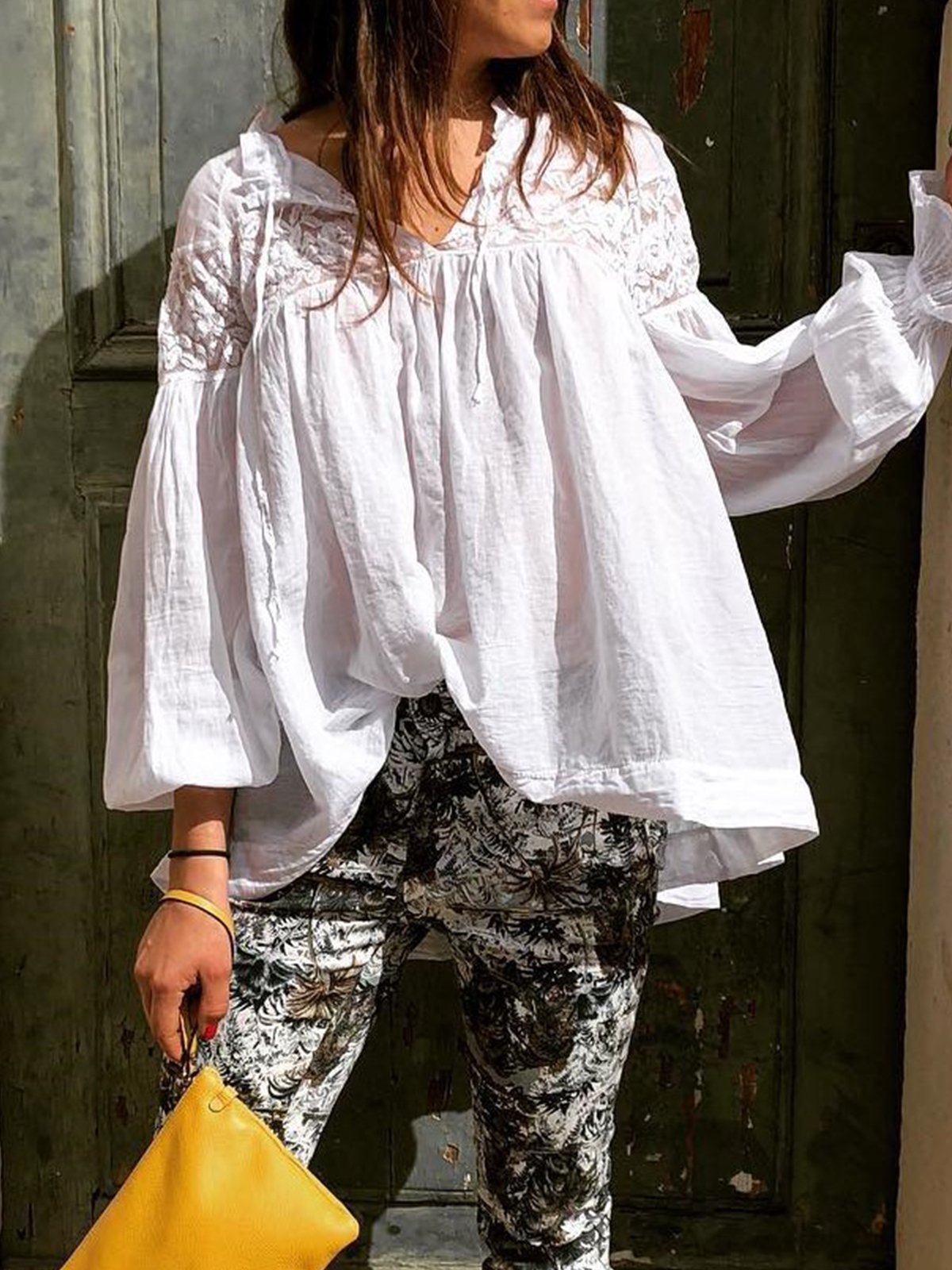 Cotton Plus size solid loose shirt