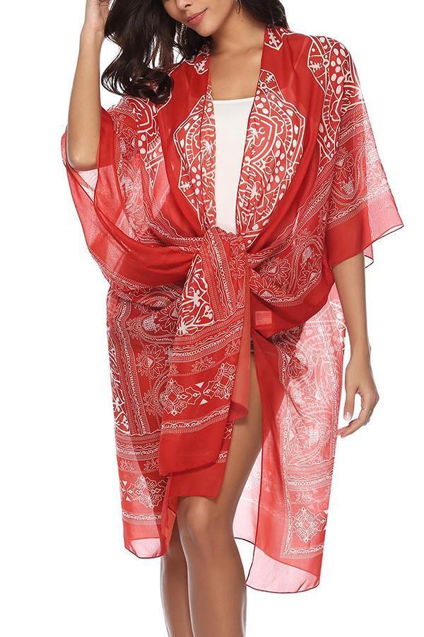 Casual Loose Bohemian Style Printing Sunscreen Cardigan