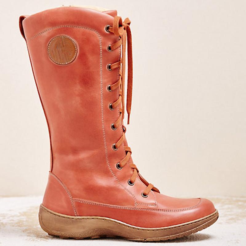 Women's casual lace-up zipper boots