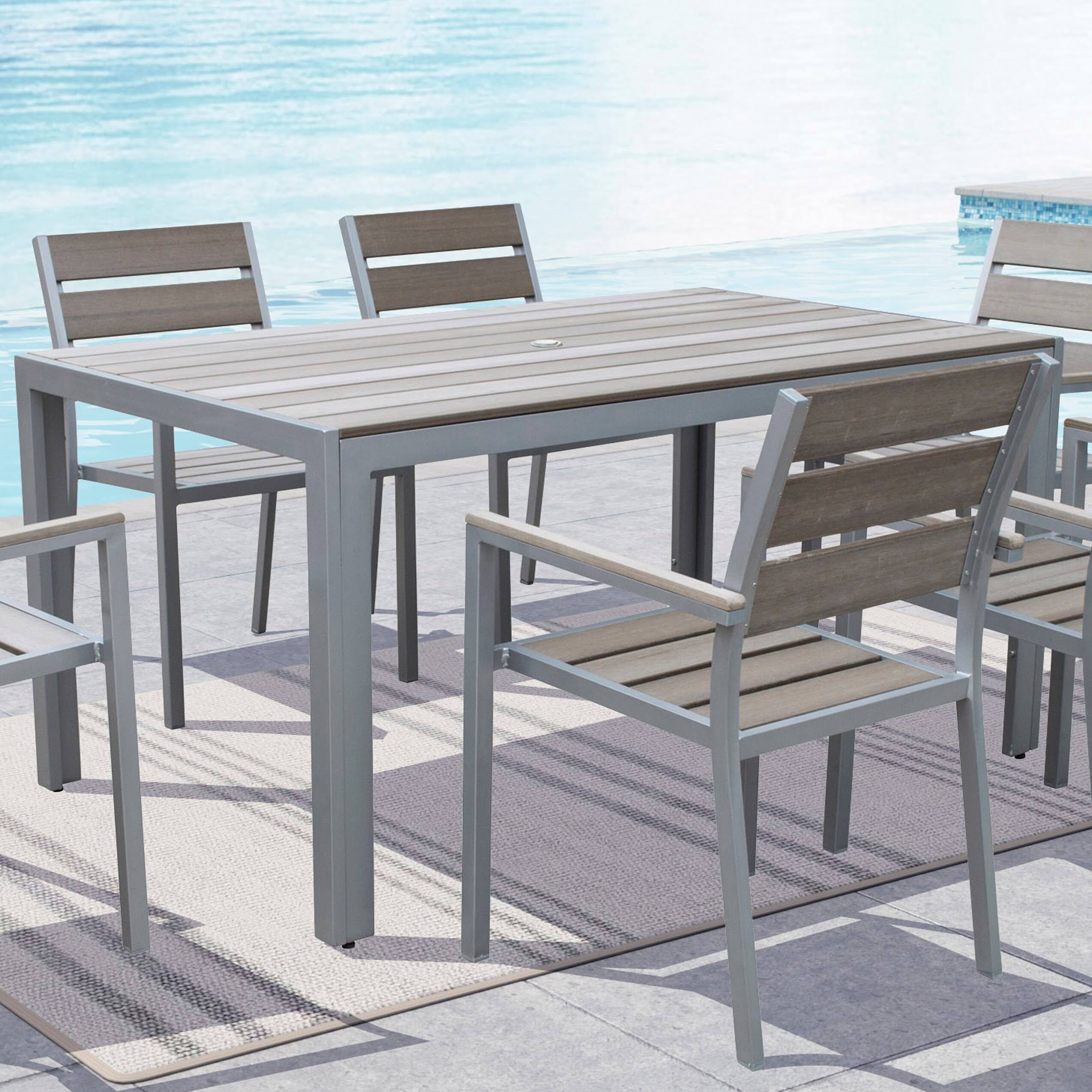 CorLiving GALLANT Sun Bleached Grey Outdoor Dining Table, Gray