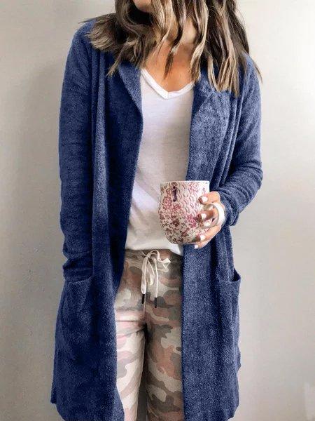 Solid Long Sleeve Casual Outerwear