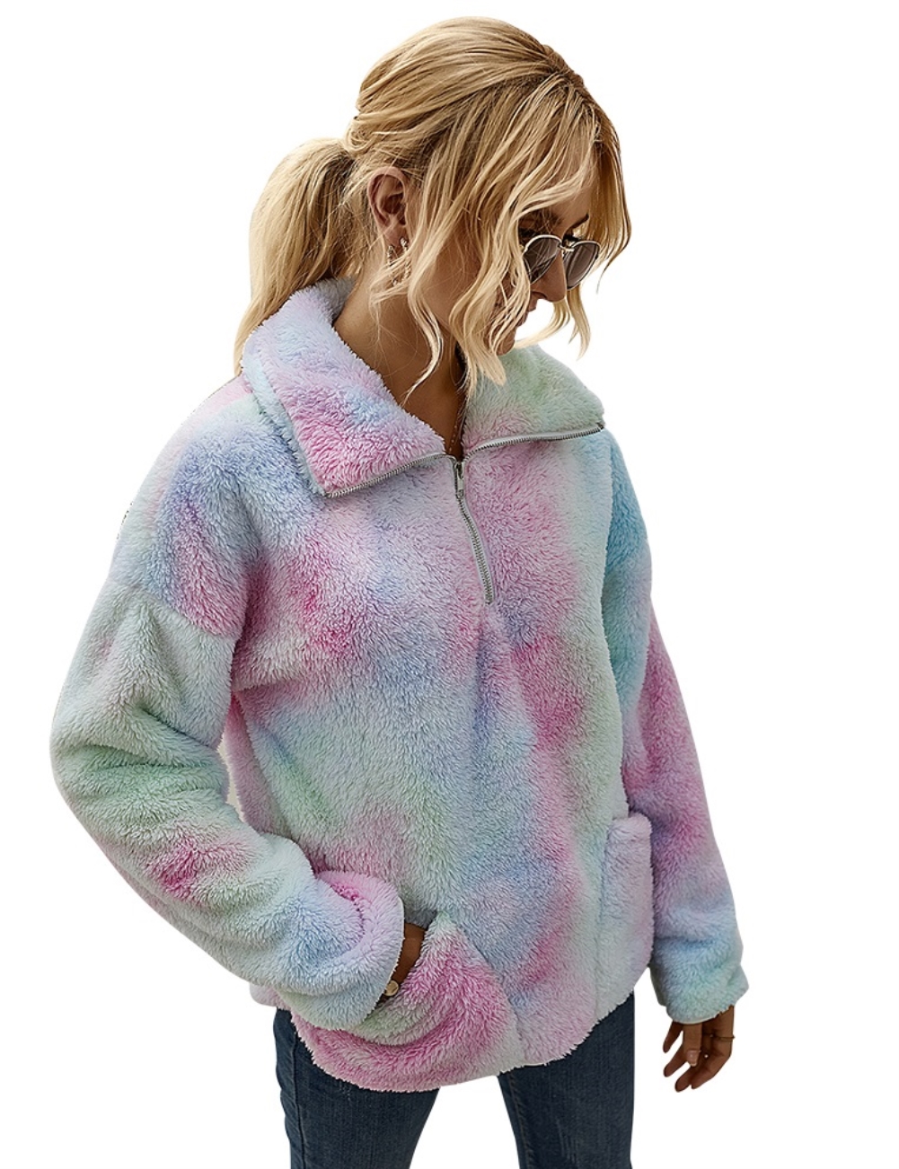 Tie Dye Pocket Plush Pullover Top