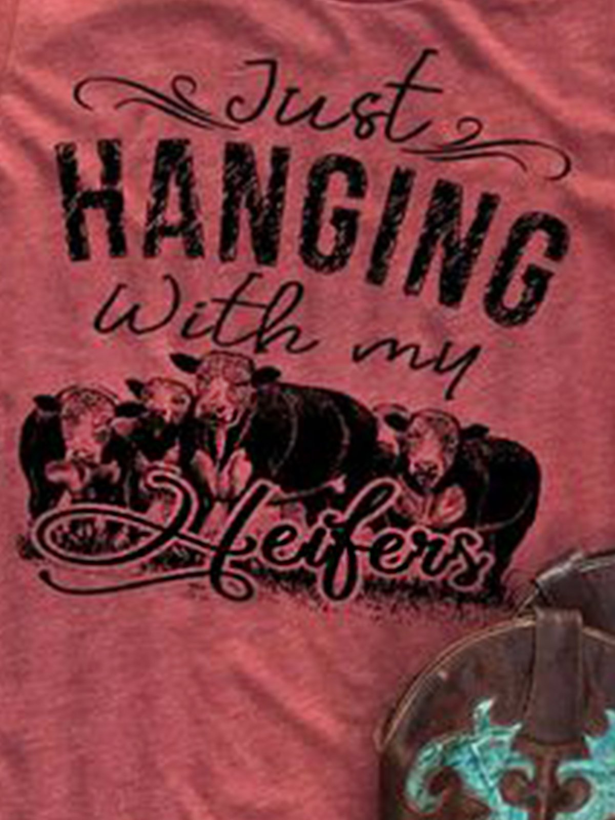 Red Printed Jersey Short Sleeve Shirts & Tops