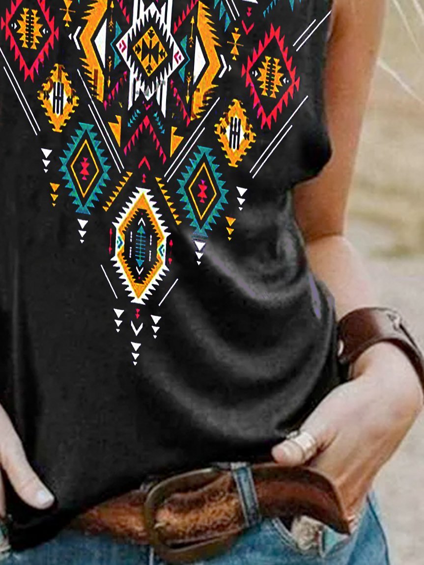 Cold Shoulder Geometric Shirts & Tops