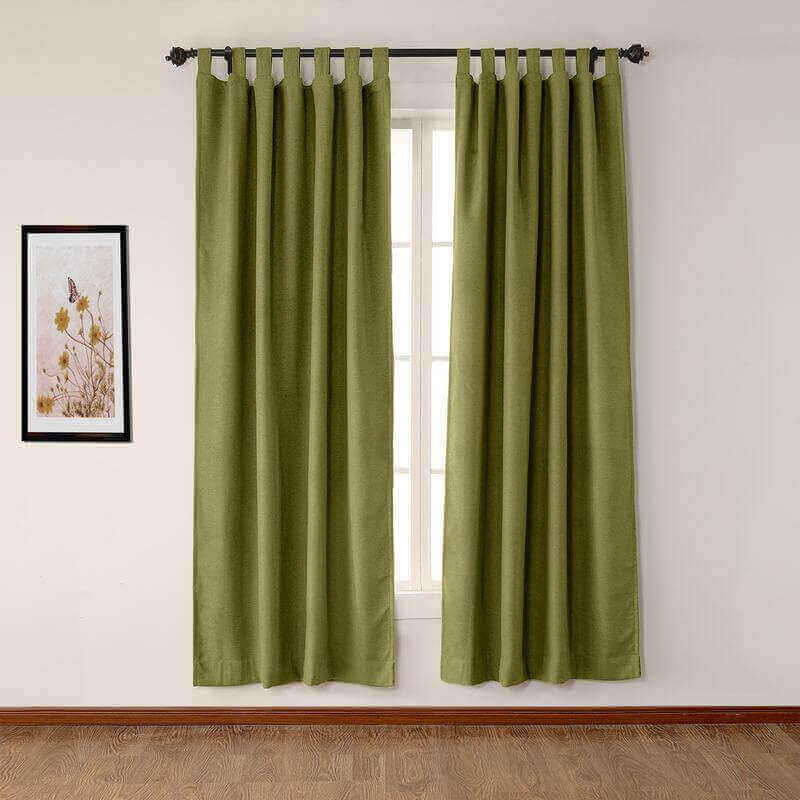 CUSTOM Olive Green Luxury Textured Faux Linen Curtain