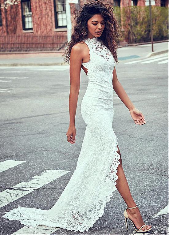 Round neck Lace sleeveless Dress Long skirt Dress