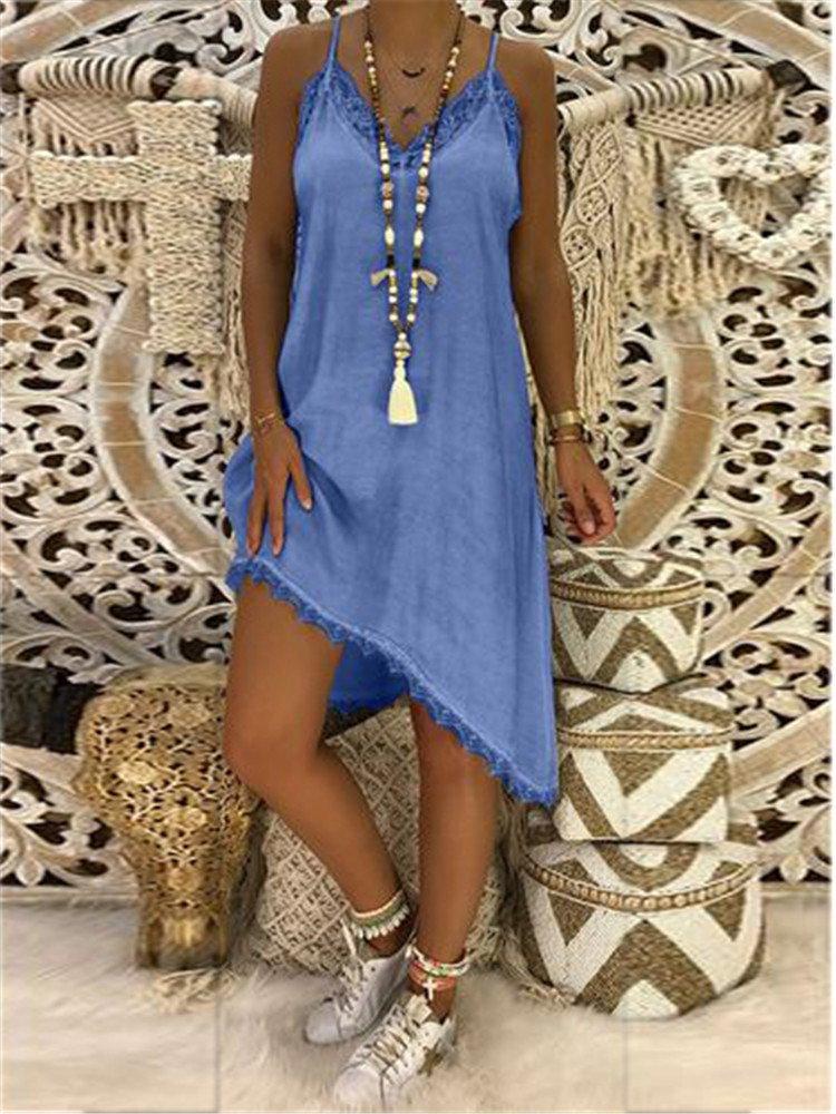 Straped Boho Guipure Lace Casual Dresses