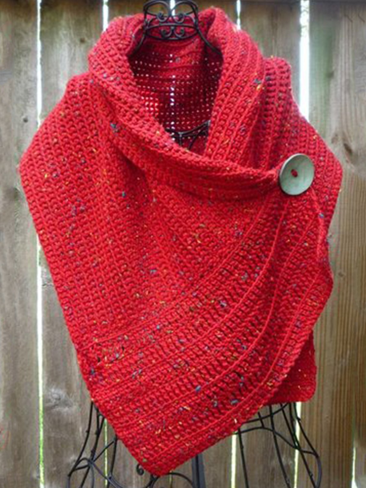 Red Sleeveless Knitted Solid Scarves & Shawls