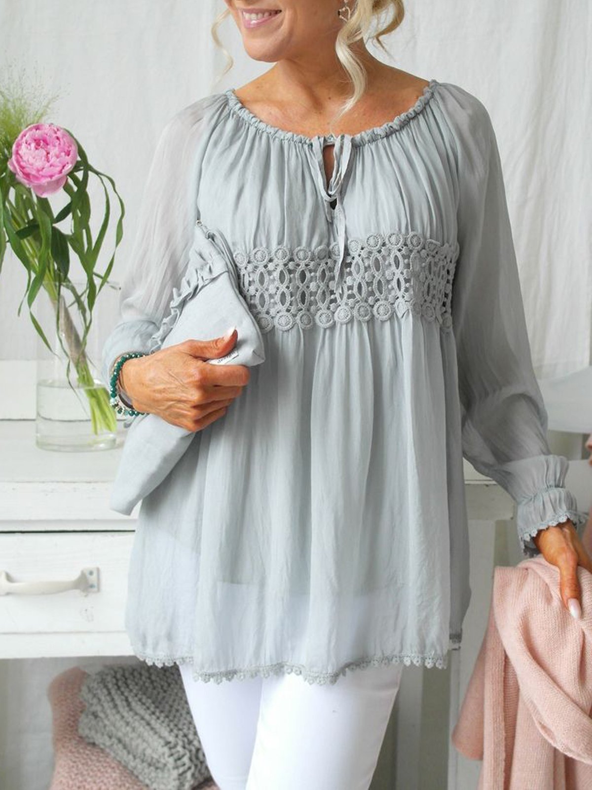 Blue Cotton Casual Shirts & Tops