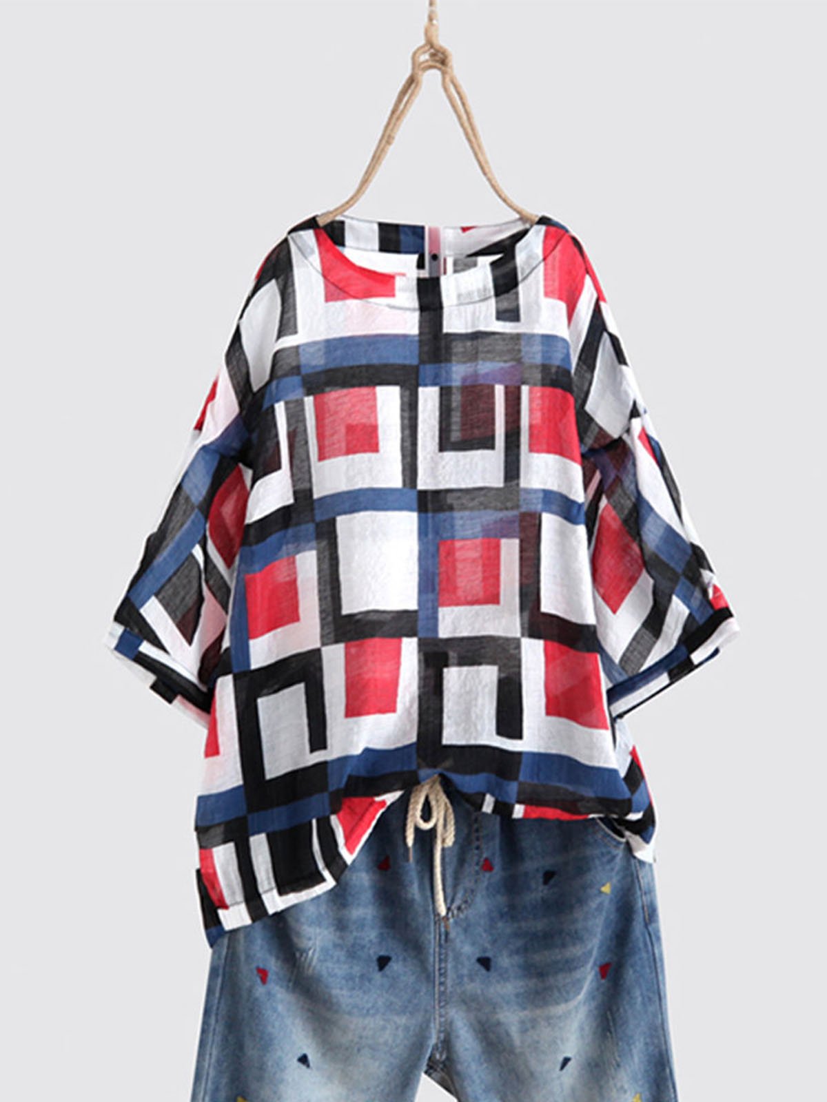 Casual Printed/dyed Round Neck Half Sleeve Shirts & Tops