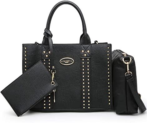 Women Vegan Leather Handbags Fashion Satchel Bags, 3pcs 0620 Bronze New