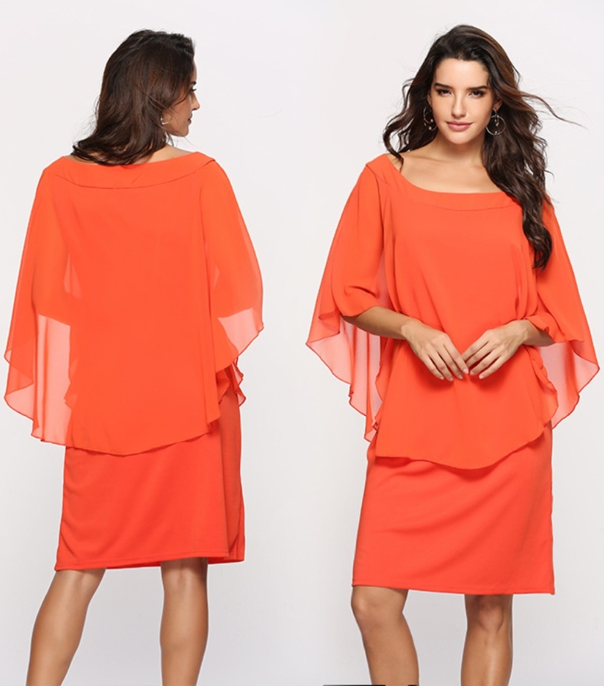 Summer Casual Round Neck Layer Plain Dress