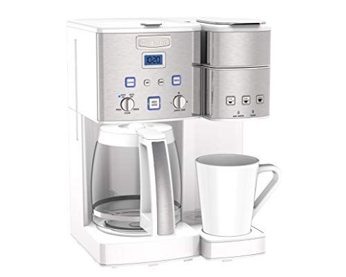 12-Cup Coffeemaker and Single-Serve Brewer, White Stainless Steel