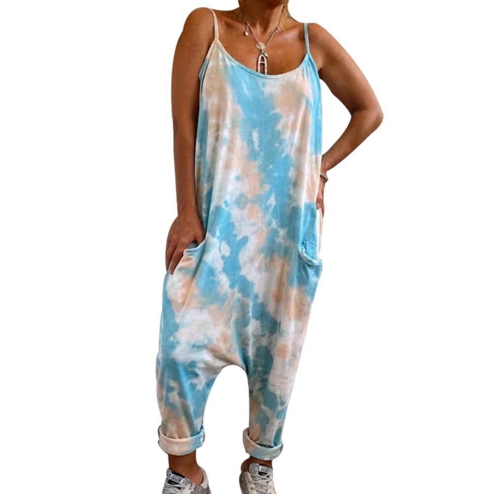 Casual Tie Dye Loose Strap Jumpsuit
