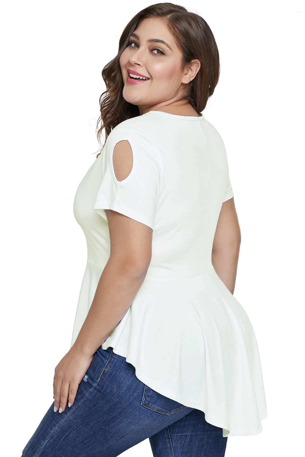 White Cut out Plus Size Tunic
