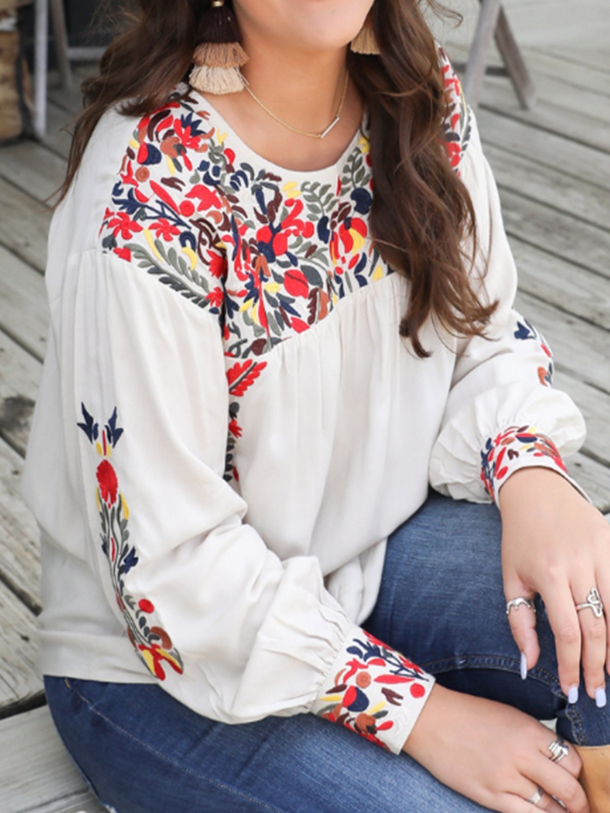 Vintage Printed Long Sleeve Shirts & Tops