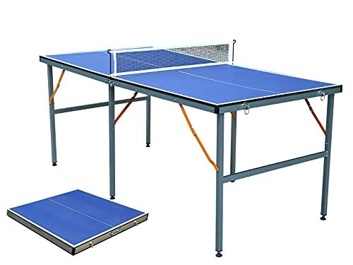 Indoor/Outdoor Foldable & Portable Table Tennis Table Set with Net for Kids Game