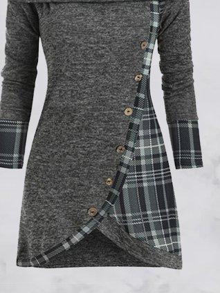 Gray Long Sleeve Casual Dresses