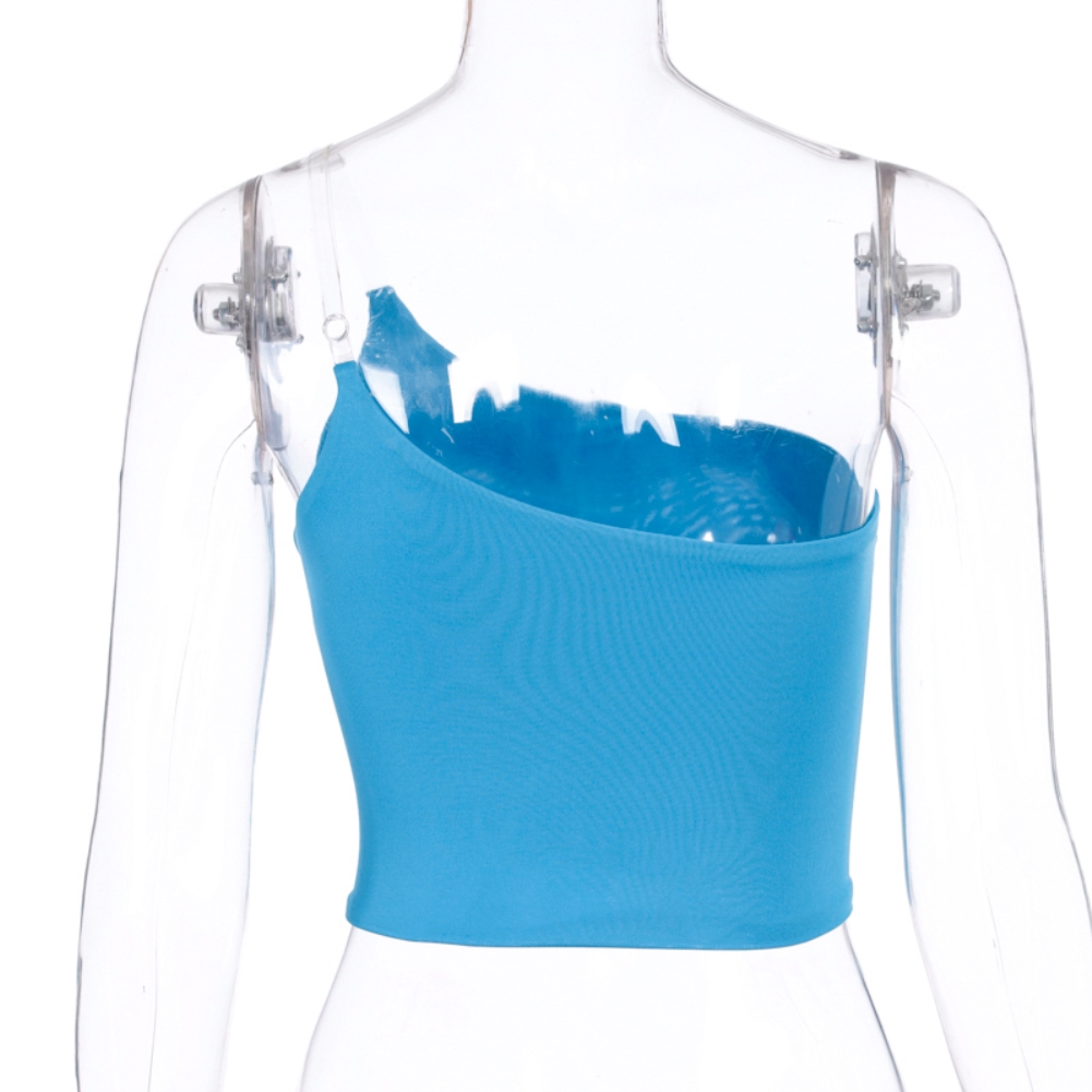 Solid Color Irregular Sexy Crop Top