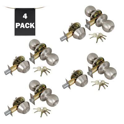 Premier Lock ED03-4 Complete Entry Knob Set with Single Cylinder Deadbolt Finish: Stainless Steel