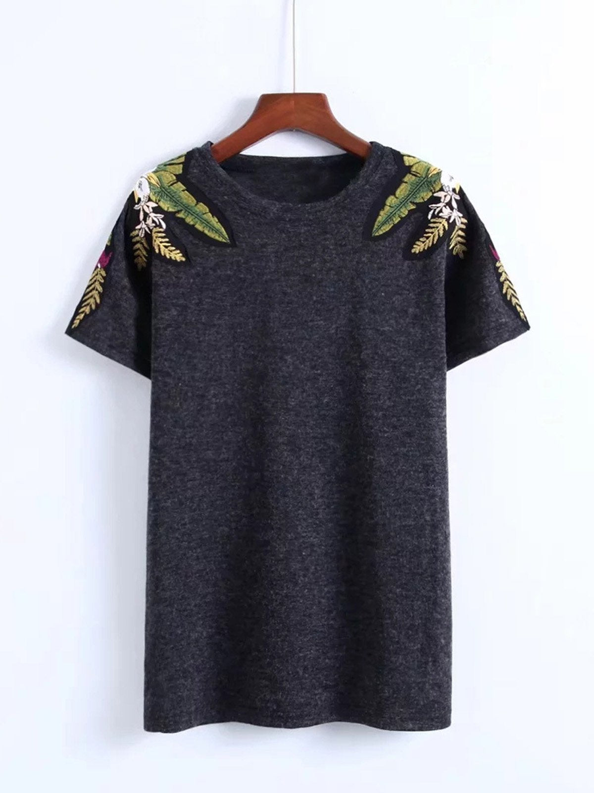 Women Embroidered Tops Tunic T Shirt