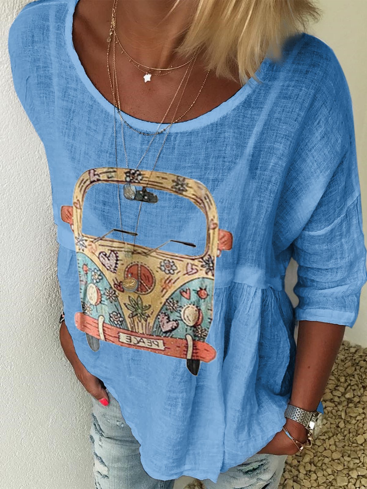 Linen Loose Half Sleeved Top