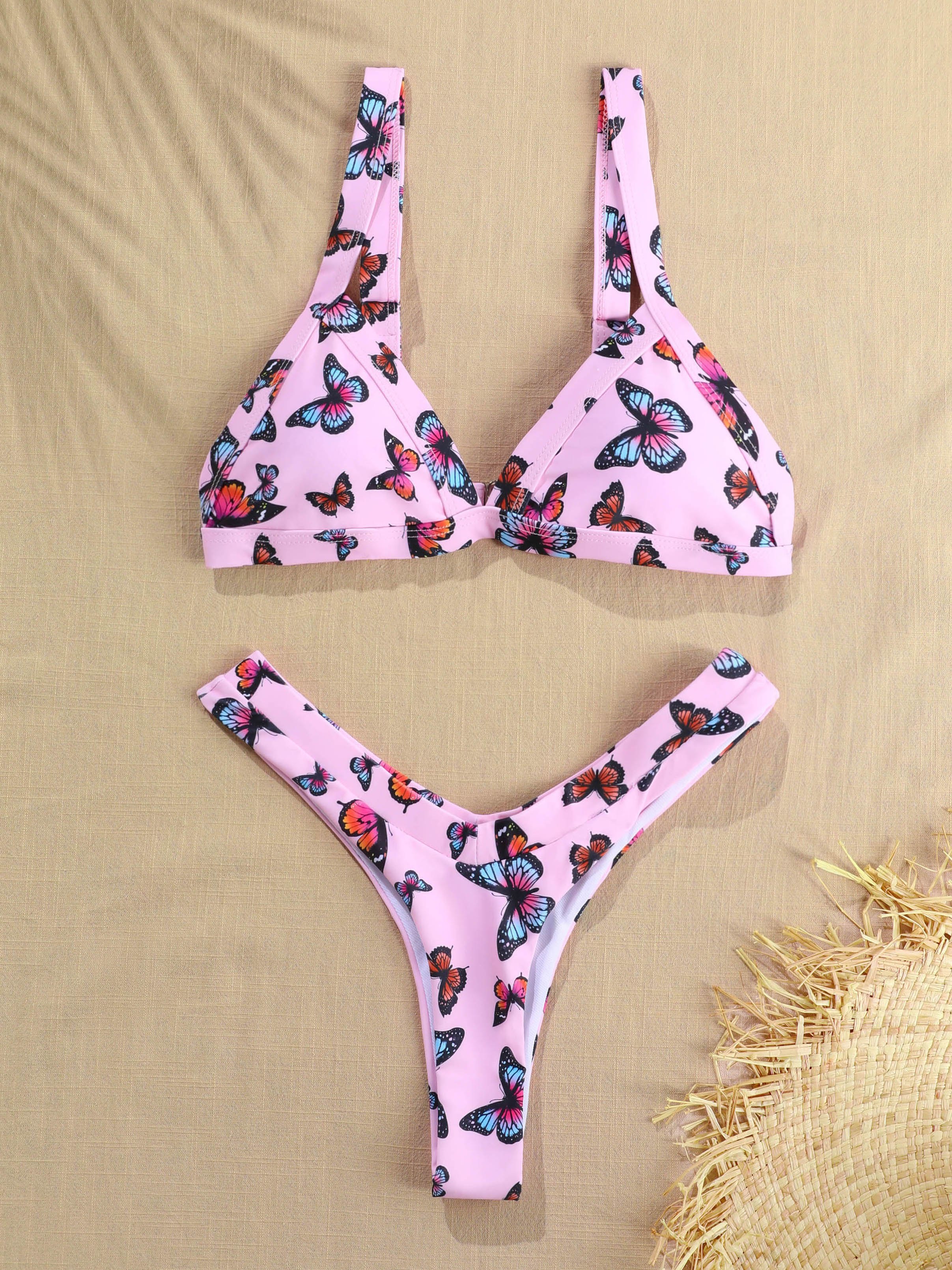 Butterfly Printed High Cut Bikini