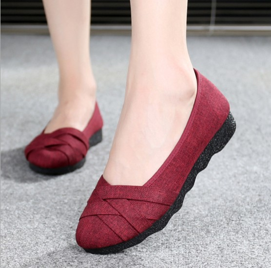 Plus Size Gray Flat Heel Spring/Fall Criss-cross Canvas Braided Loafers