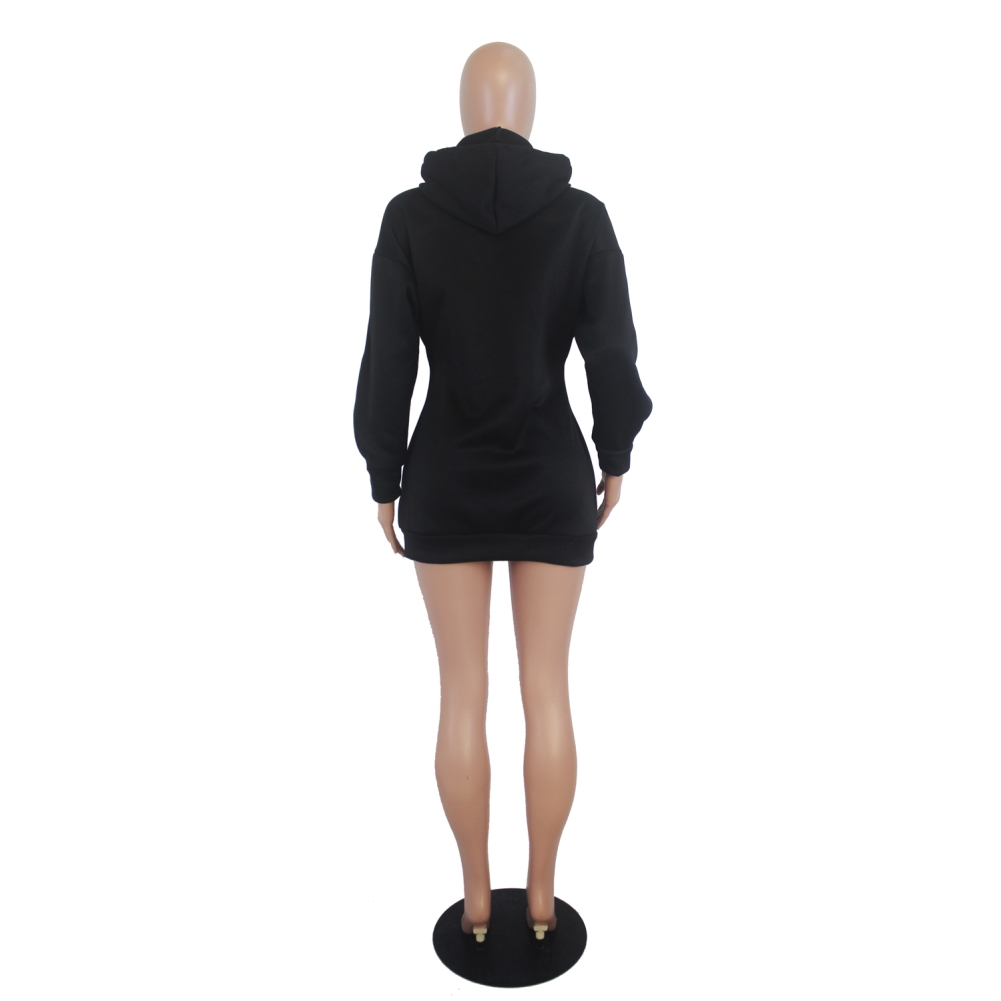 Print Long Sleeve Hoody Dress