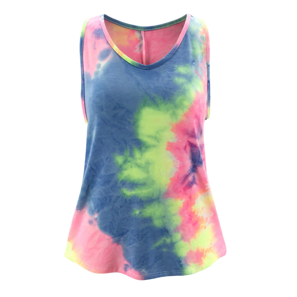 Summer Tie Dye Round Neck Vest