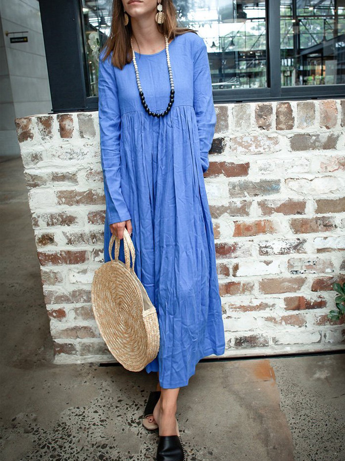 Crew Neck Casual Long Sleeve Dresses