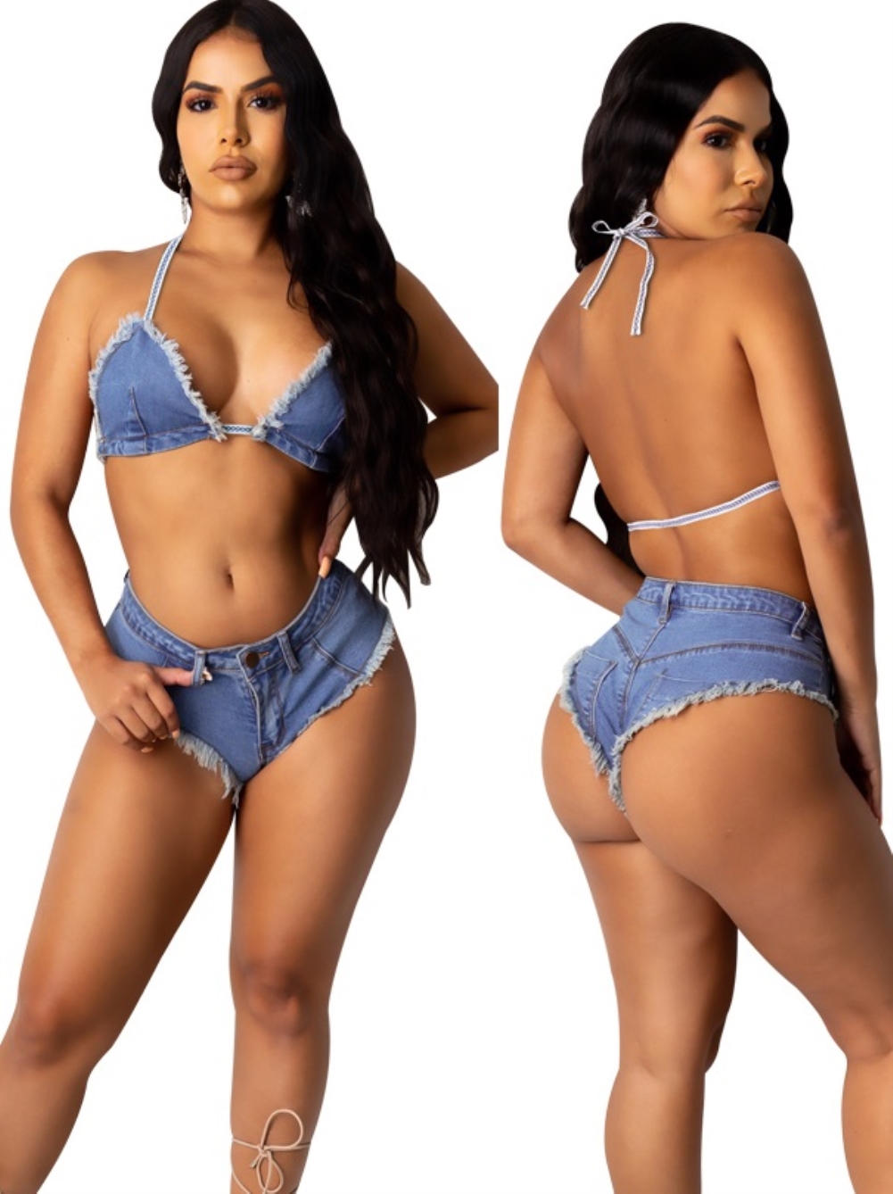 Sexy Two Piece Denim Bra and Panty Set