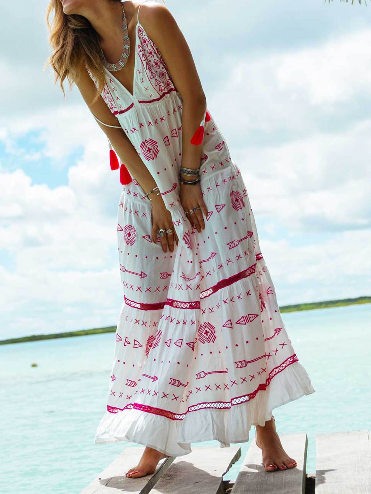 Bohemian vacation casual chiffon dress