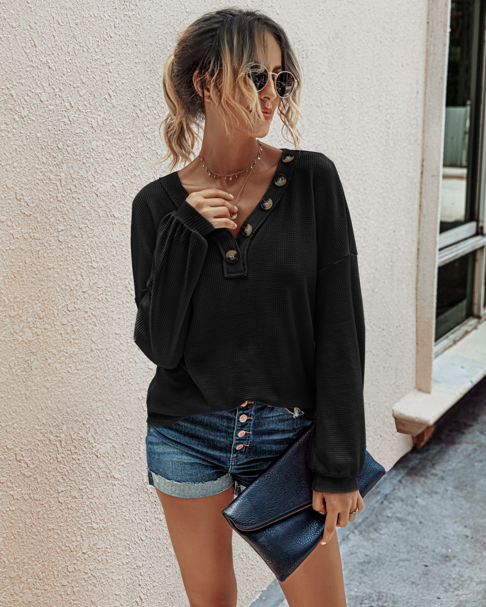 Autumn Plain Long Sleeve Loose Shirt