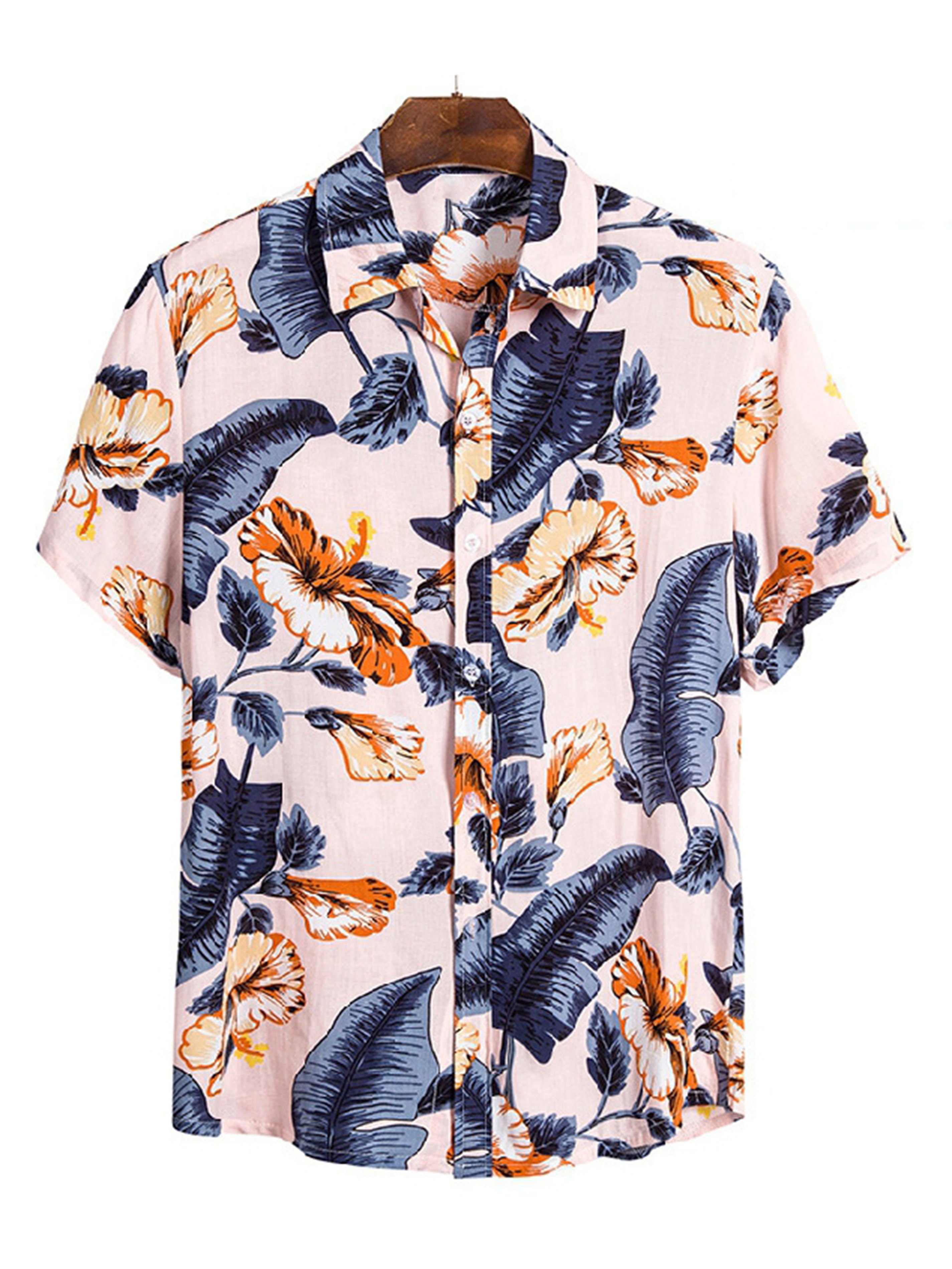 Men's Retro Banana Leaf Graphic Button Up Shirt