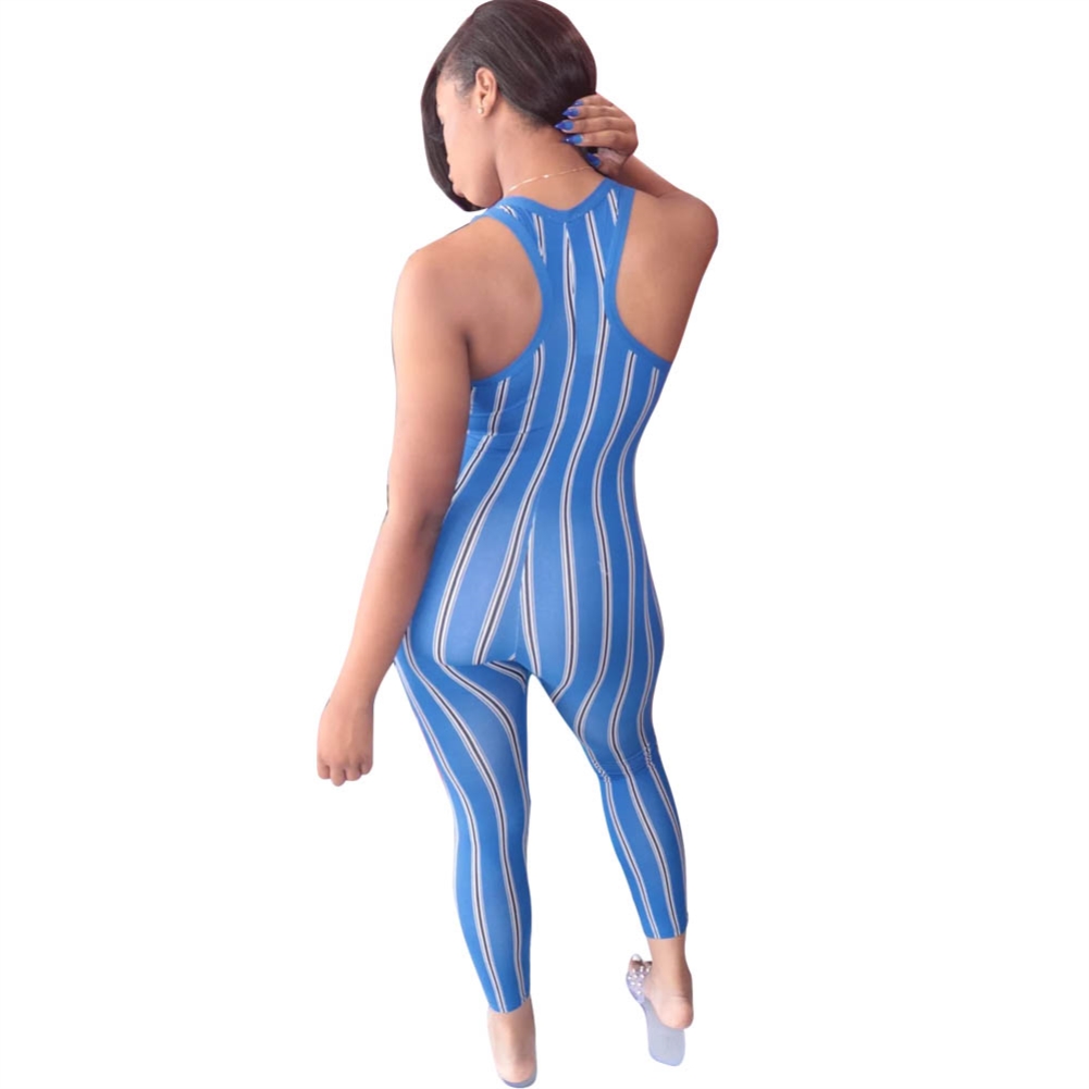 Sexy Stripes Sleeveless Bodycon Jumpsuit
