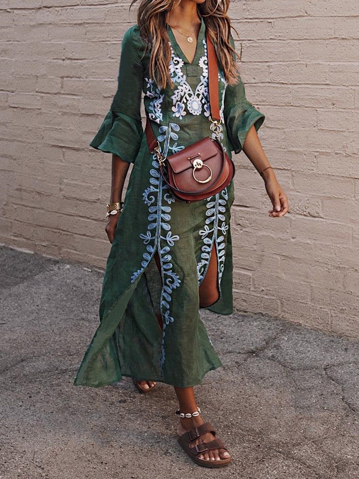 V Neck Women Summer Dresses Daily Vintage Tribal Dresses