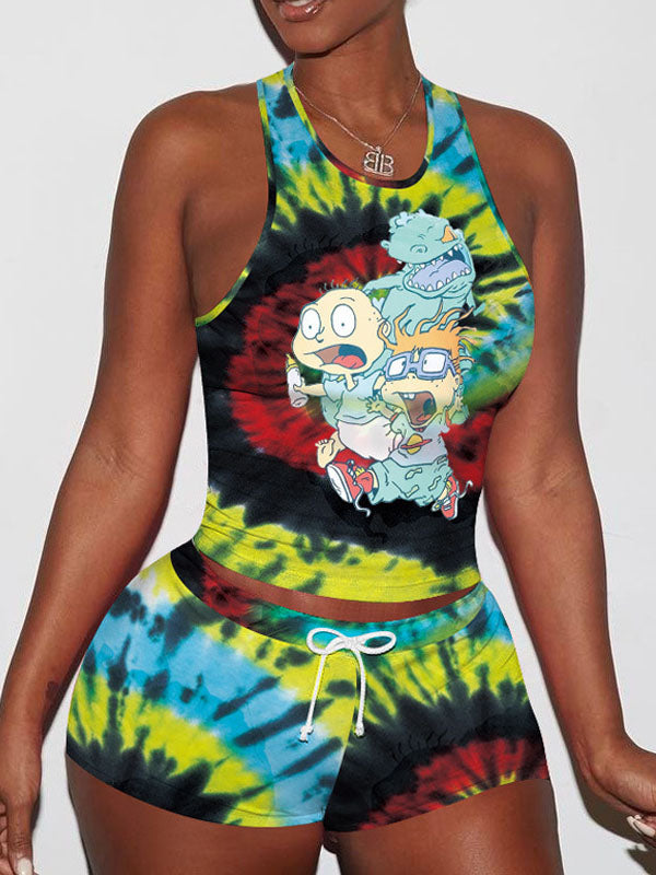 Viladress Short Vest Crop Tops and Shorts Set