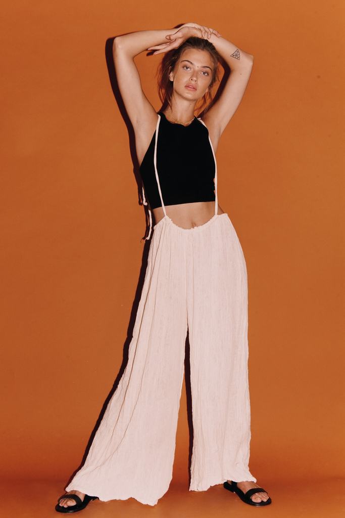 Casual Wide Legges Bib Pants