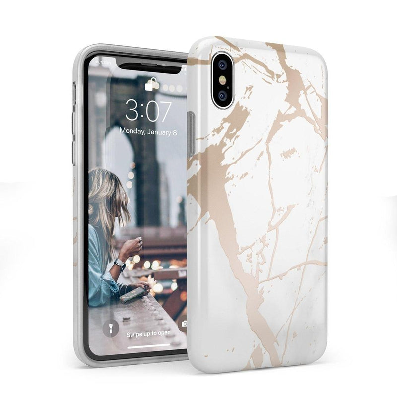 White Rose Gold Marble Case