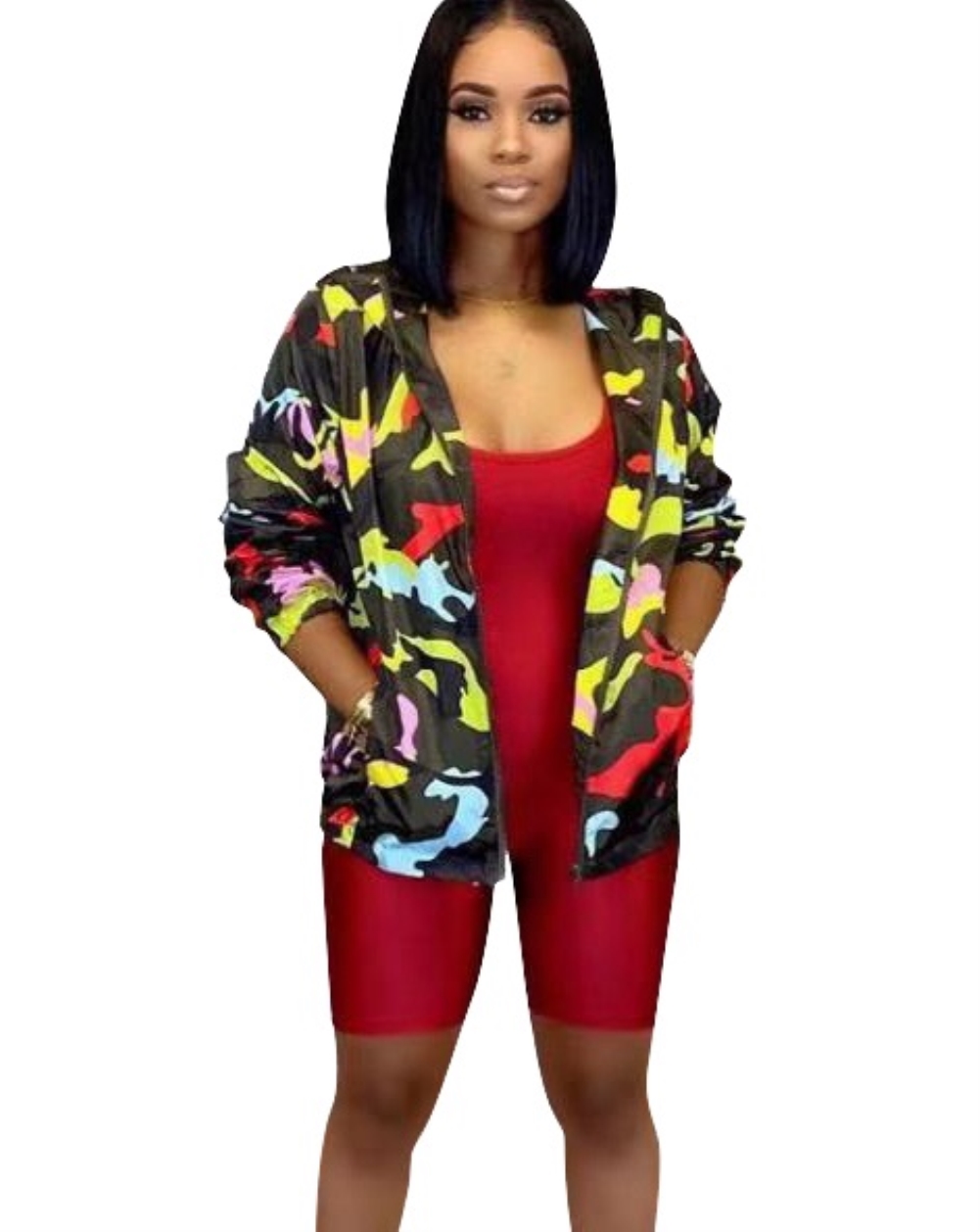 Camou Print Long Sleeve Hoody Jacket
