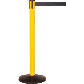 Queue Solutions LLC SafetyMaster 450 Retractable Belt Barrier, 40x22 Yellow Post, 7-1/2& Black Belt - Pkg Qty 2