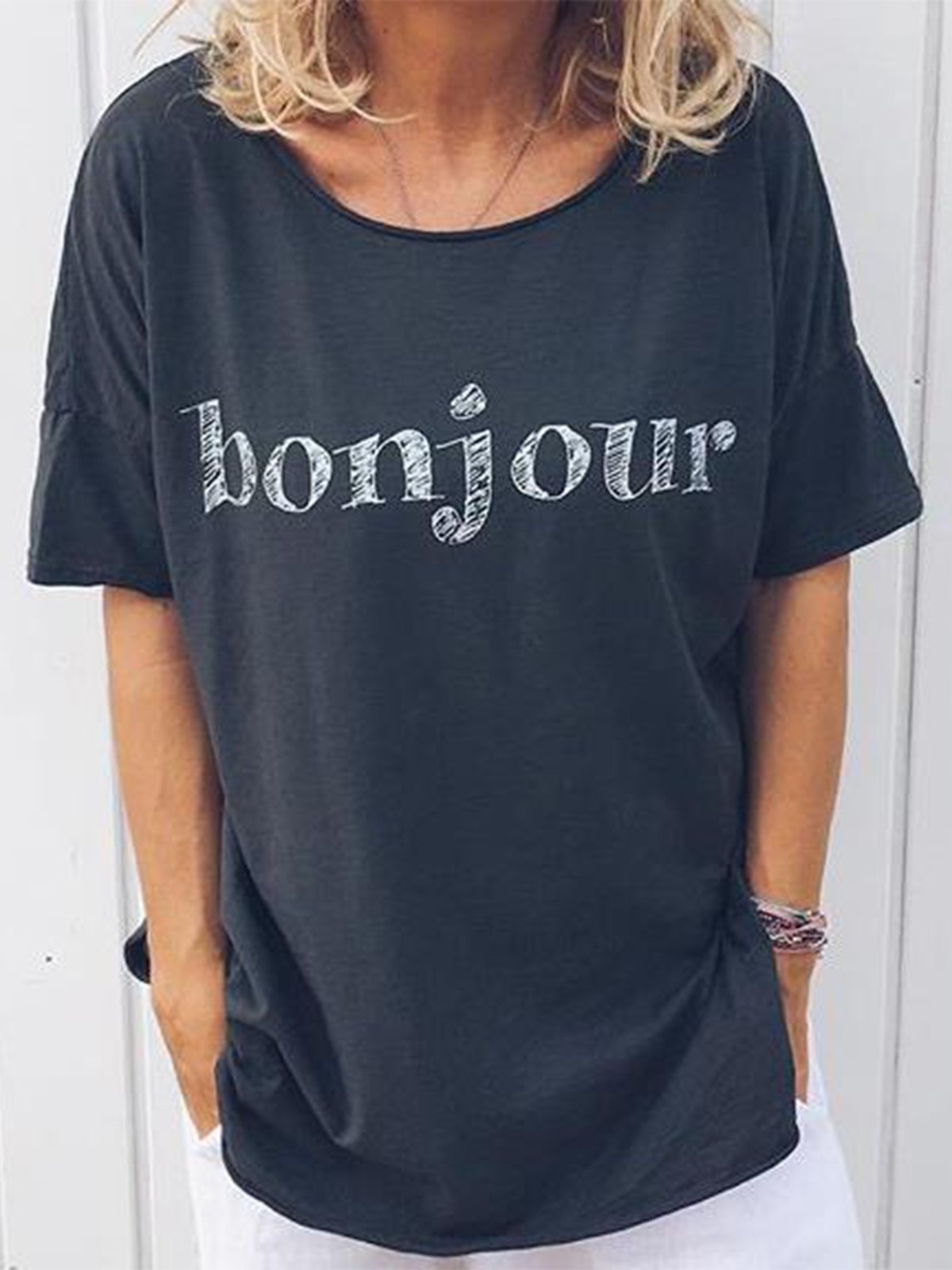 Casual Round Neck Printed Short Sleeve Shirts